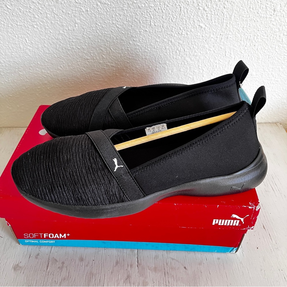 Puma Adelina Black Women's Slip-On Soft Foam Comfort Flats size 10